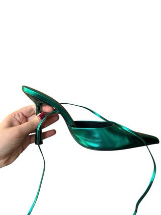 Scarpe Zara Metallizzate Smeraldo Tacco Spillo Tg