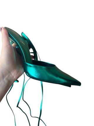 Scarpe Zara Metallizzate Smeraldo Tacco Spillo Tg