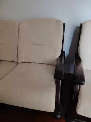 Tresillo madera maciza beige