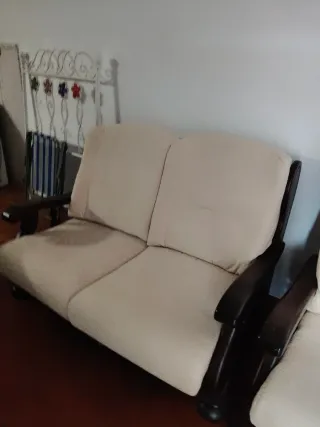 Tresillo madera maciza beige