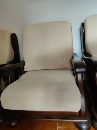 Tresillo madera maciza beige