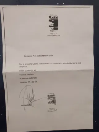 Grabado firmado cuadro Beulas con certificado