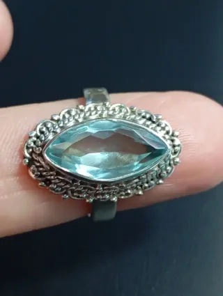 Anillo Plata Ley Piedra topacio