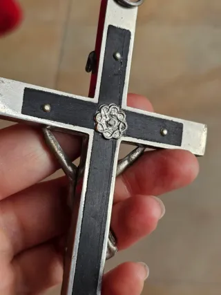 Crocifisso d'Epoca Memento Mori Ebano Argento