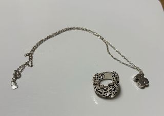 Conjunto Tous Plata Oso y Anillo