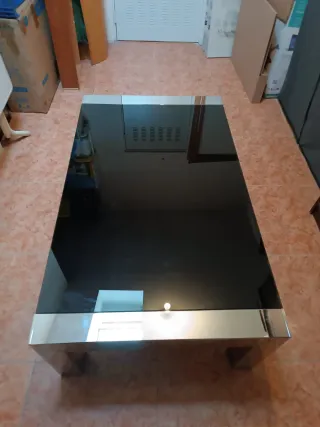 Mesa de centro cristal y metal