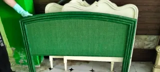 Cabecero de mimbre verde