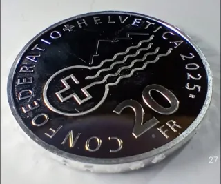 Moneda Plata 20 Francos Suizos Lago Maggiore