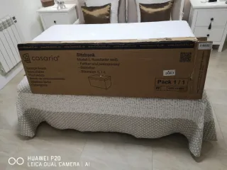 Puff tela blanco y negro