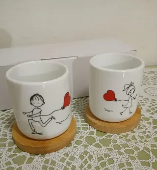 Set 4Tazzine caffè con disegno