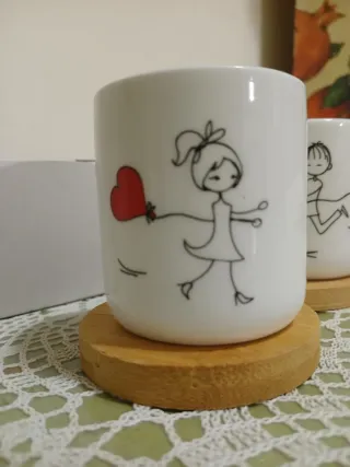 Set 4Tazzine caffè con disegno