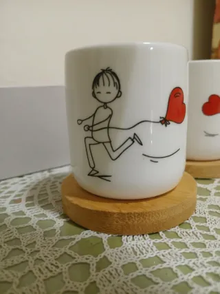 Set 4Tazzine caffè con disegno