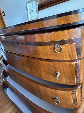 Cómoda 5 cajones madera y cristal