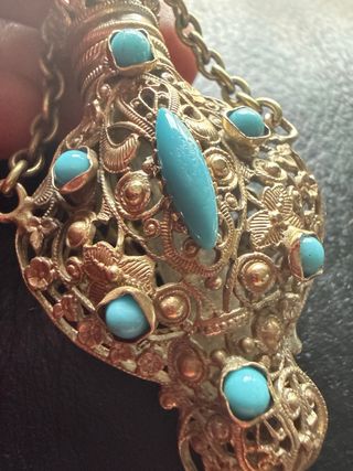 Porta perfume antiguo plata y turquesas