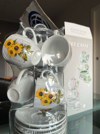 Set 6 Tazzine Caffè Girasoli con Piattini