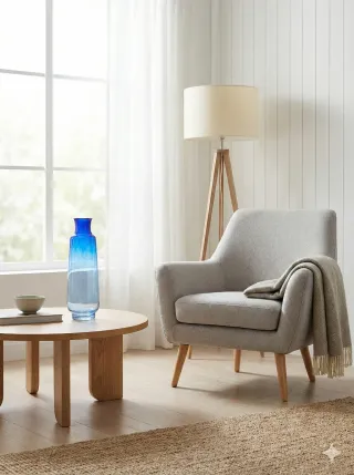 Jarrón cristal azul degradado