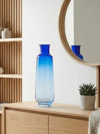 Jarrón cristal azul degradado