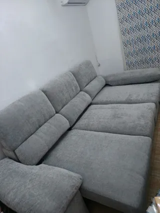 Sofá Cama Gris Tela - Casi Nuevo