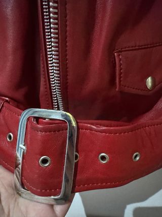 Chaqueta Piel Oveja Artesana Roja Talla M