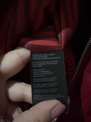 Chaqueta Piel Oveja Artesana Roja Talla M