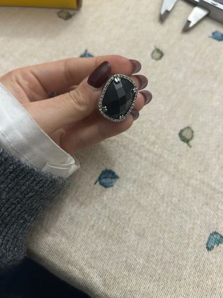 Anello Argento Pietra Nera/blu