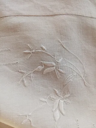 Antico Telo Lino Ricamato a Mano + Federa