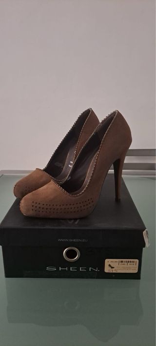 Decolletè beige/marrone in pelle