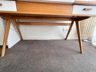 Escritorio Tocador roble/blanco cajones y espejo