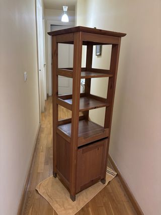 Mueble madera estanterías y cajón