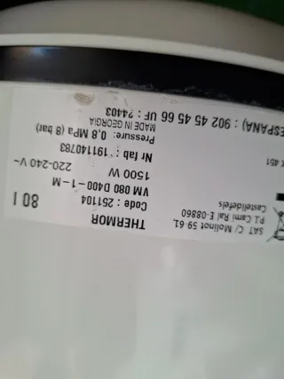 Calentador Thermor 80 litros