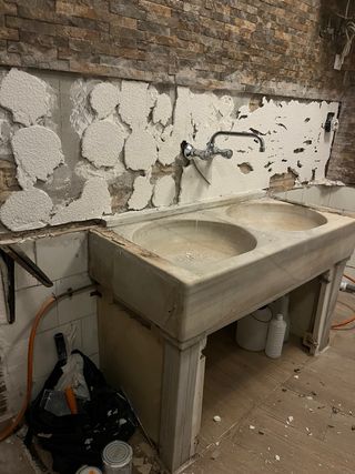 Fregadero Mármol Doble Seno Antiguo