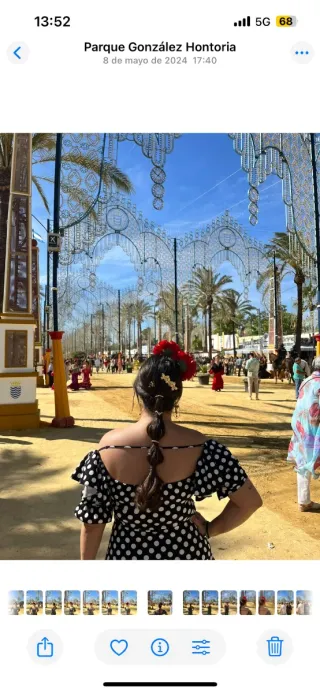 Traje Flamenca Negro Lunares Blanco