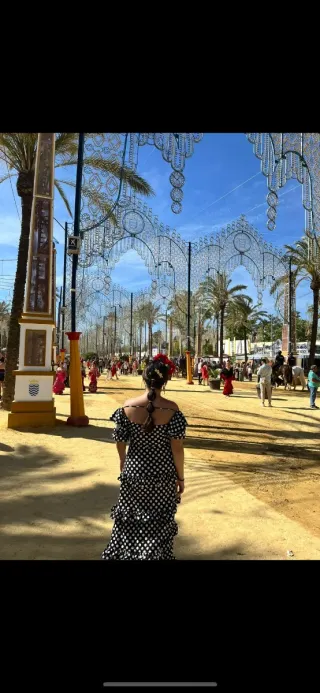 Traje Flamenca Negro Lunares Blanco