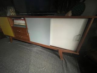 Cómoda Retro Madera Marrón y Amarillo