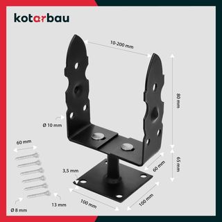 KOTARBAU® Soporte de Poste en U 120-200 mm Soporte