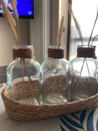 Set 3 Vasetti Vetro con Corda e Fibre Naturali