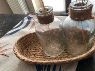 Set 3 Vasetti Vetro con Corda e Fibre Naturali