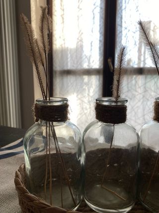 Set 3 Vasetti Vetro con Corda e Fibre Naturali