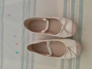 Zapatos Zara Piel Ceremonia Niña Rosa Blanco