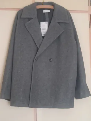Abrigo Zara Gris Talla L