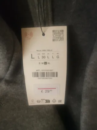 Abrigo Zara Gris Talla L