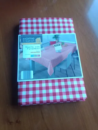 Mantel cuadros rojo y blanco