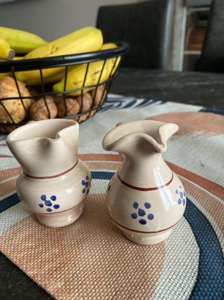 Set 2 Brocche Ceramica Beige Blu