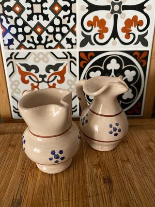 Set 2 Brocche Ceramica Beige Blu