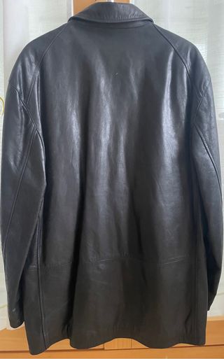 Chaqueta de piel hombre negra