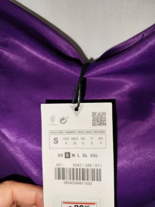 Vestido joya púrpura con tirantes plateados