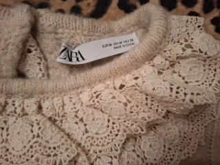 Jersey Zara Beige Perlas y Encaje