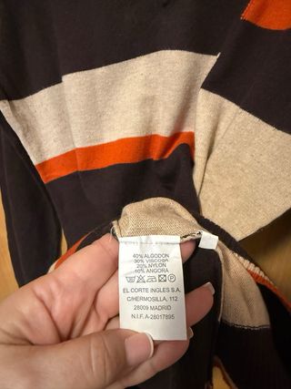 Jersey mujer marrón estampado escote pico M - L