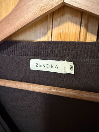 Jersey mujer marrón estampado escote pico M - L