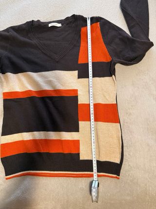 Jersey mujer marrón estampado escote pico M - L